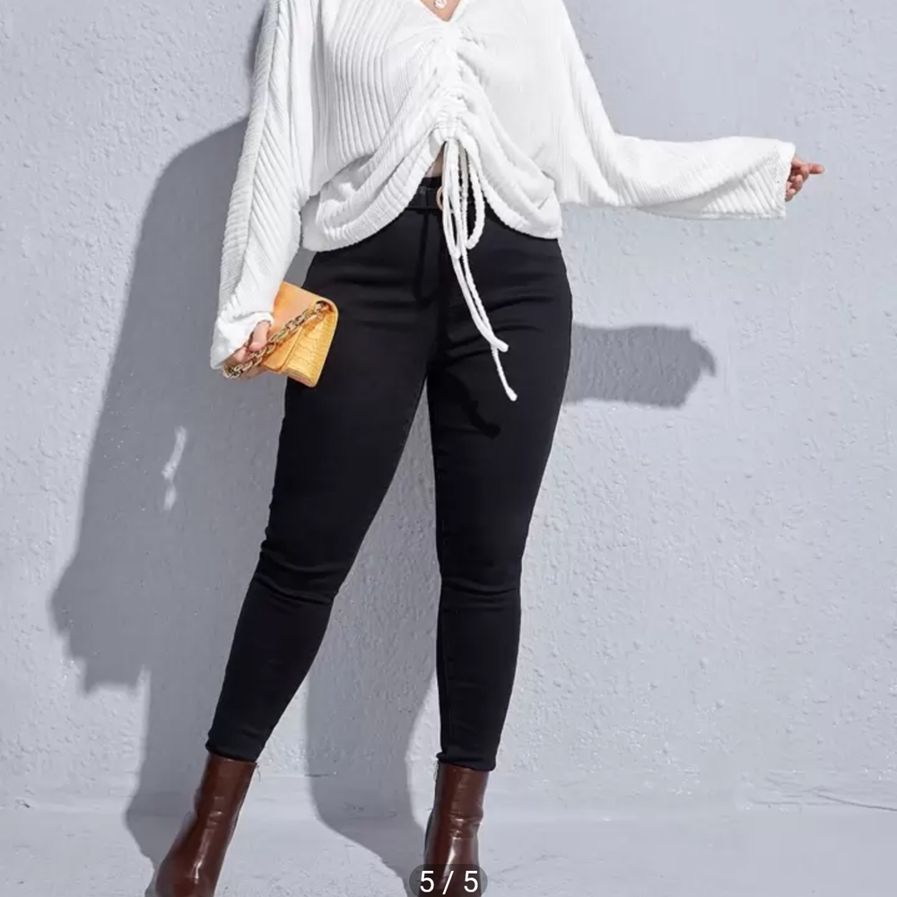 Chiquease Plus Dolman Sleeve Drawstring Ruched Front Tee - Picture 3 of 8